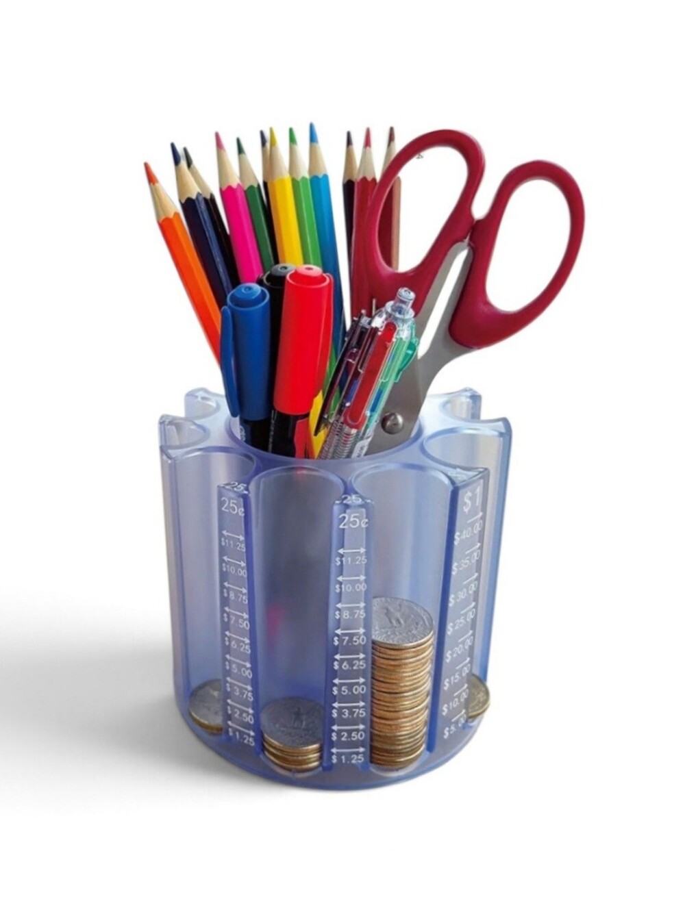 Coin Sorter & Change Storage With Lg Center Organizer Cup Bank Teller Style